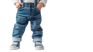 A Child Wearing Casual Overalls and Sneakers - Perfect for Illustrating Youthful Fashion and Playful Attitude in Various Contexts. png