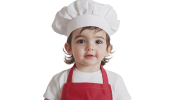 A Charming Child Dressed as a Chef with a Tiny Apron, Ideal for Culinary Themed Projects, Children's Cooking Classes, and Recipe Illustrations. png