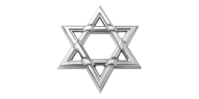 Star of David with Silver Metallic Finish Isolated on Transparent Background png