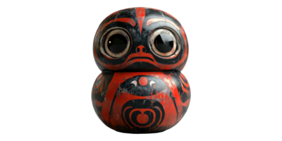 Decorative Tribal Mask with Red and Black Patterns Isolated on Transparent Background png