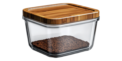 Glass Storage Jar with Wooden Lid for Food Items Isolated on Transparent Background png
