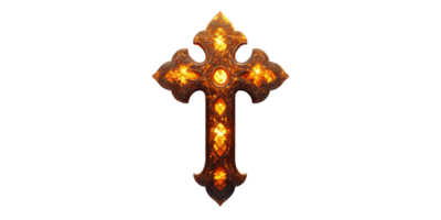 Glowing Cross with Ornate Design Isolated on Transparent Background png