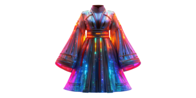 Colorful Robe with Neon Patterns Isolated on Transparent Background png