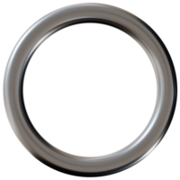 3D chrome ring on transparent background. Modern metallic element, circle, cut out. Y2k style, 2000s. Sleek and tech vibe. Monochrome, gray surface. png