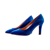 A pair of stylish blue high-heeled shoes with a pointed toe design. Made from a suede-like material, these shoes exude elegance and sophistication. png