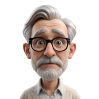 Elderly Gentleman Portrait 3D Stylized Character with Expressive Features png