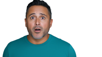 Surprised man with open mouth expression on transparent background png