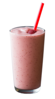 Refreshing raspberry smoothie in tall glass with transparent background png