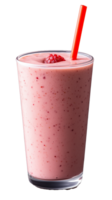 Smoothie in Clear Glass Cup with Straw and Raspberry on Transparent Background png
