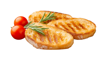 Grilled Toast with Cherry Tomatoes and Rosemary on Transparent Background png