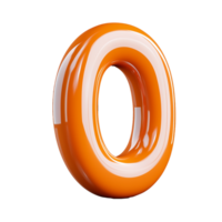 Glossy orange number zero with transparent background for design projects png