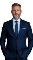 Professional businessman in suit with transparent background for versatile design use png