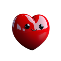 Cute smiling red heart character with transparent background png