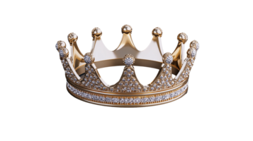 Elegant gold crown with diamonds on transparent background png