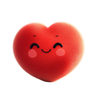 3D happy red heart element on transparent background. png
