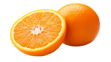 Oranges placed next to halved oranges as composition on transparent background. png