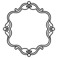 a black and white drawing of a frame with a scroll vector