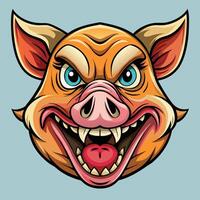 a cartoon pig head with open mouth and teeth vector