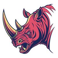 the head of a rhino is shown in a red and yellow color vector