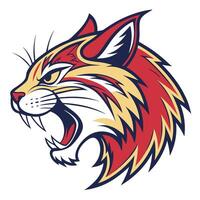 the head of a cat with its mouth open vector