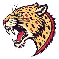 the head of a jaguar is shown with its mouth open vector