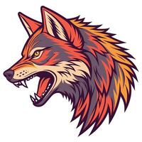 the head of a wolf with its mouth open vector