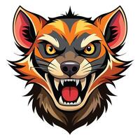 a cartoon head of a red fox with its mouth open vector