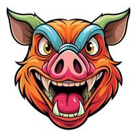 a cartoon pig head with its mouth open vector