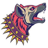 a wolf head with spikes on its collar vector