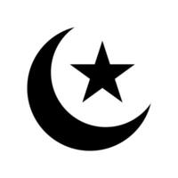 crescent moon with star icon flat on white background vector