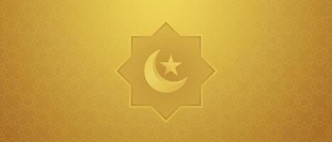 gold gradient pattern islamic background with ornament crescent moon illustration vector