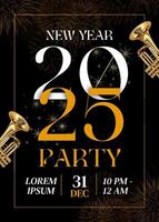 New Year Party Invitation Black Gold Design Template