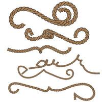 Set of different shape rope frame brush, border graphic, ornament, loop, strong, round, curve, textile, ornate vector