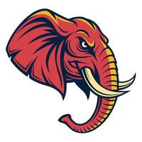 an elephant head with tusks and a long tusk vector