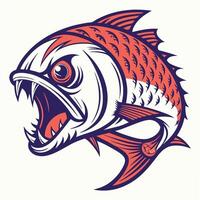 an angry fish with a big mouth and sharp teeth vector