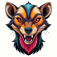 the head of a wolf with a colorful face vector