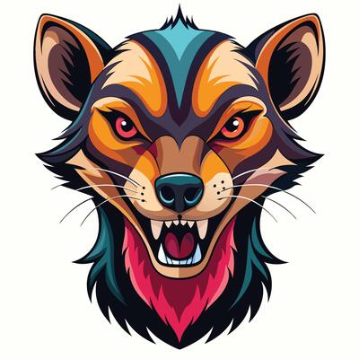 the head of a wolf with a colorful face
