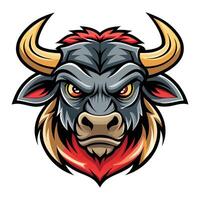 an angry bull head with horns on a white background vector