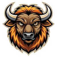 an angry buffalo head with horns on a white background vector