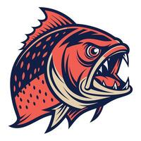 an angry red fish with sharp teeth vector