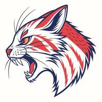 the head of a red, white and blue cat vector
