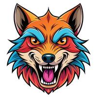 a cartoon fox head with its mouth open vector