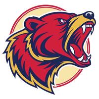 the head of a bear is shown in a circle vector