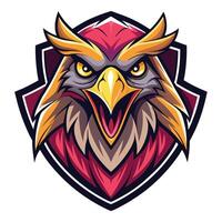 an eagle mascot head with a red and yellow beak vector