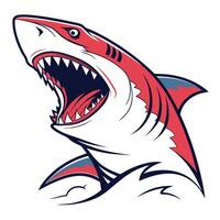 shark with open mouth and teeth on white background vector