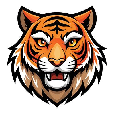 the head of a tiger is shown on a white background