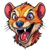 a cartoon head of a ferret with its mouth open vector
