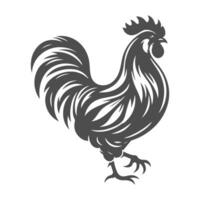 Proud rooster silhouette design with intricate feathers, ideal for farm-inspired artwork. vector
