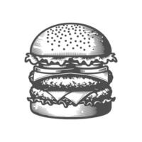 Bold burger silhouette design showcasing layers of deliciousness for versatile creative applications. vector
