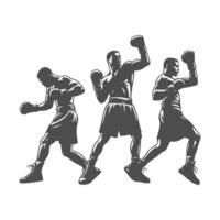 Dynamic boxer silhouette showcasing fast movements and athleticism, ideal for workout graphics. vector